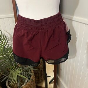 MPG Maroon Athletic Shorts with Black Mesh